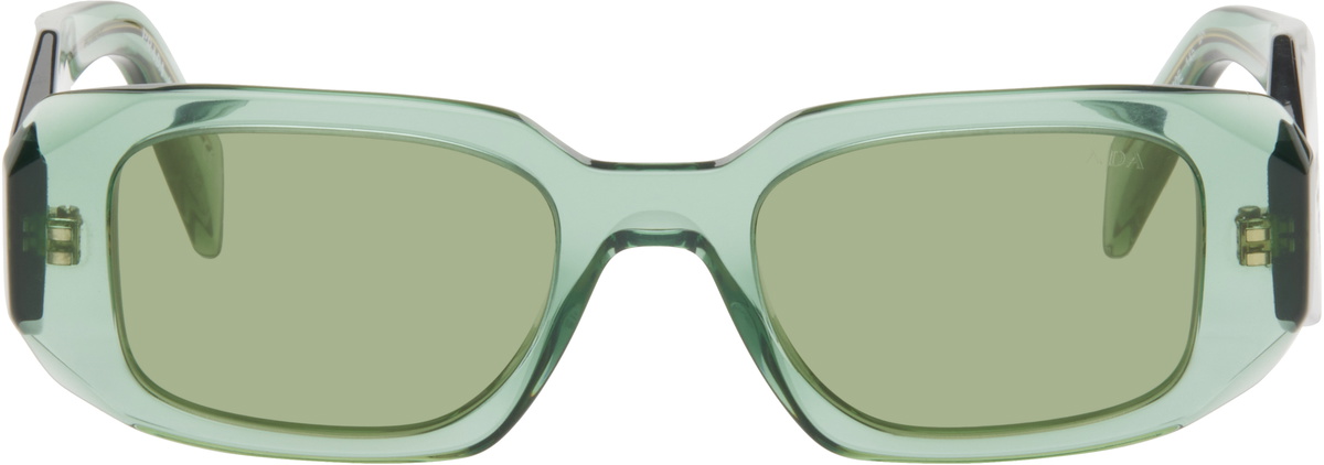PRADA Sunglasses 鼈甲 ゴールド イタリア製 ロゴ刻印 グリーン Prada Eyewear Green Symbole Sunglasses Prada