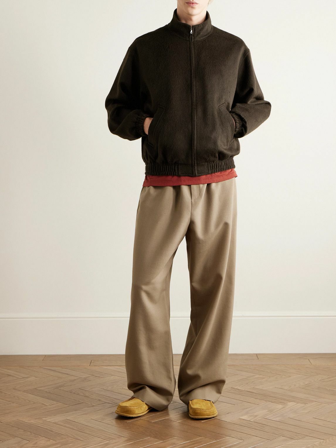 Auralee - Camel Hair-Flannel Blouson Jacket - Brown