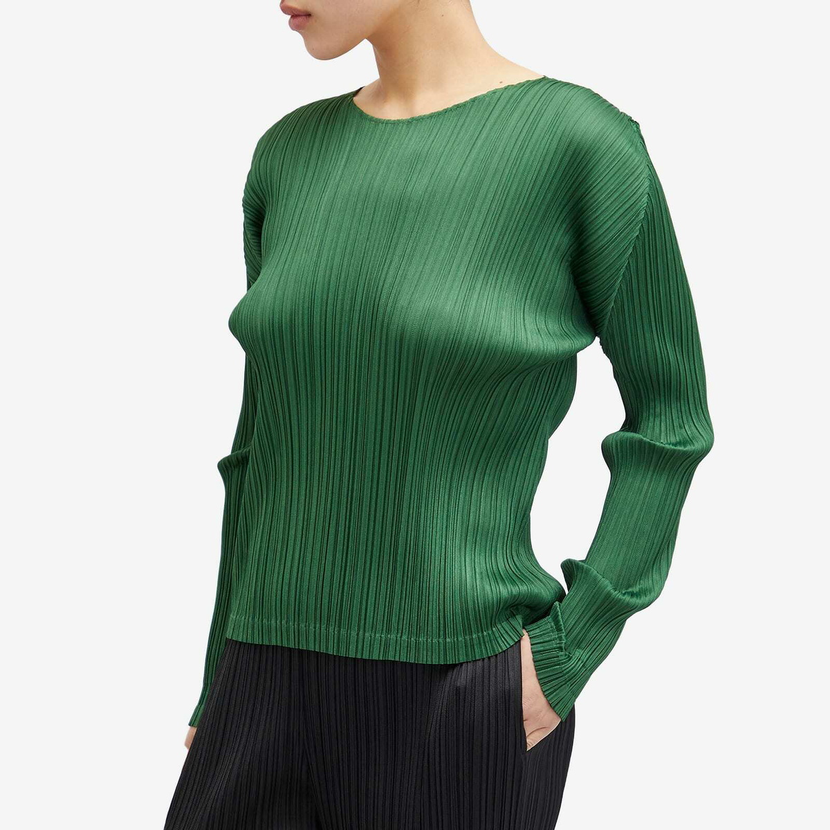 Pleats Please Issey Miyake Women's Long Sleeve Pleats Crew Top in