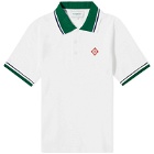 Casablanca Men's Pique Logo Polo Shirt in White