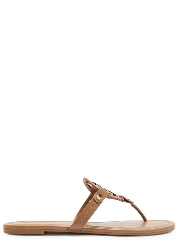 Photo: Tory Burch Miller Logo Leather Flip Flops Tan