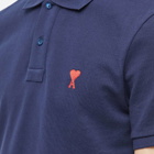 AMI Men's Tonal Small A Heart Polo Shirt in Nautic Blue