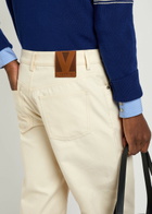Valentino Garavani Stud-embellished Straight-leg Cotton Jeans Cream