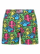 MC2 Saint Barth Man Mid-length Gustavia Swim-shorts With Keith Haring Design Placed Print| Keith Haring Special Edition