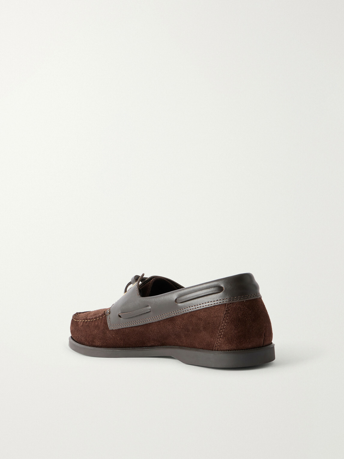 MORJAS - Leather-Trimmed Suede Boat Shoes - Brown