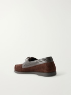 MORJAS - Leather-Trimmed Suede Boat Shoes - Brown