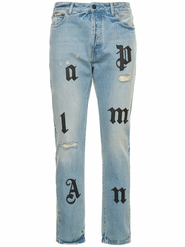 Photo: PALM ANGELS - Logo Patch Cotton Denim Jeans