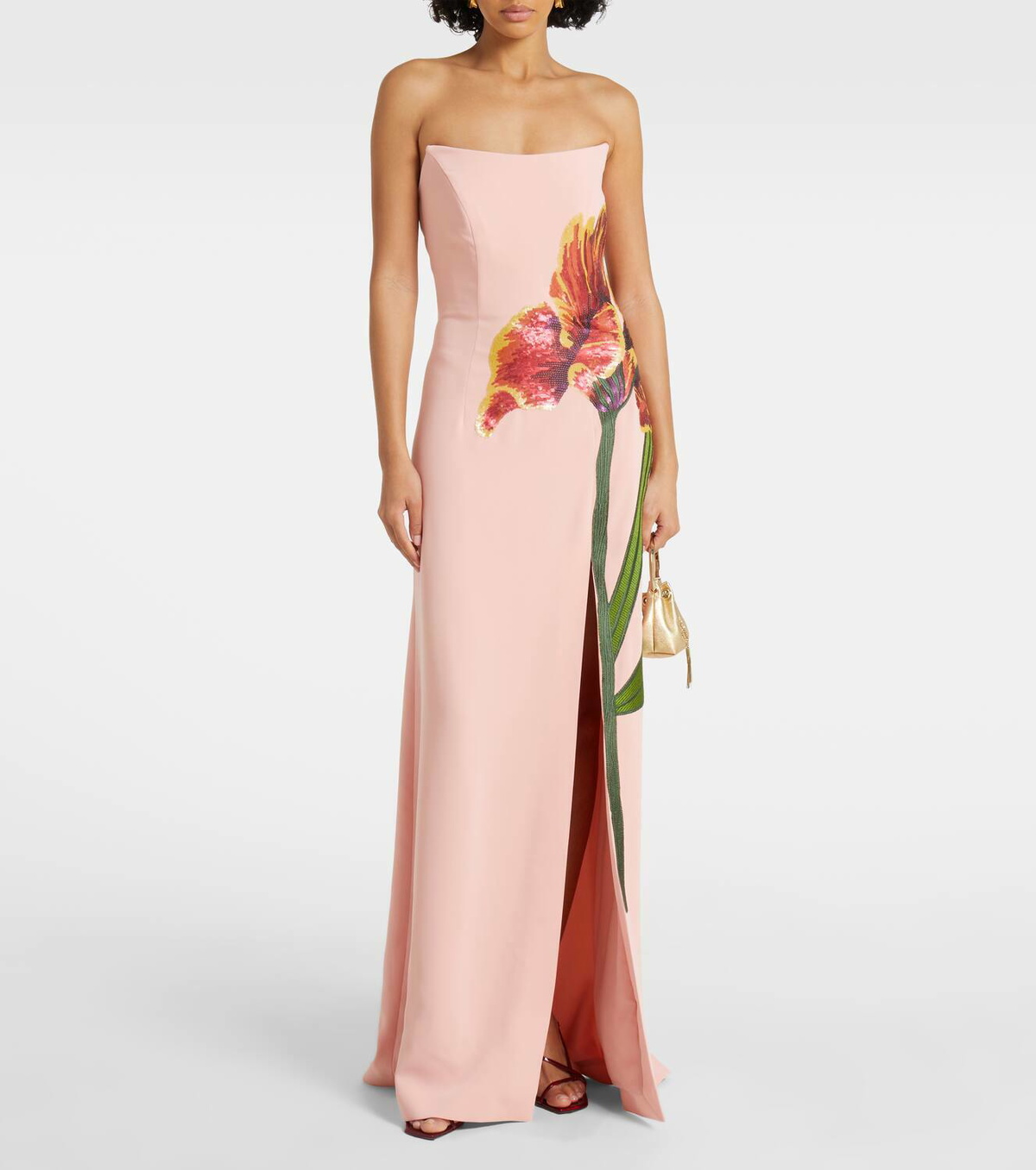 Costarellos Margita floral crêpe corset gown