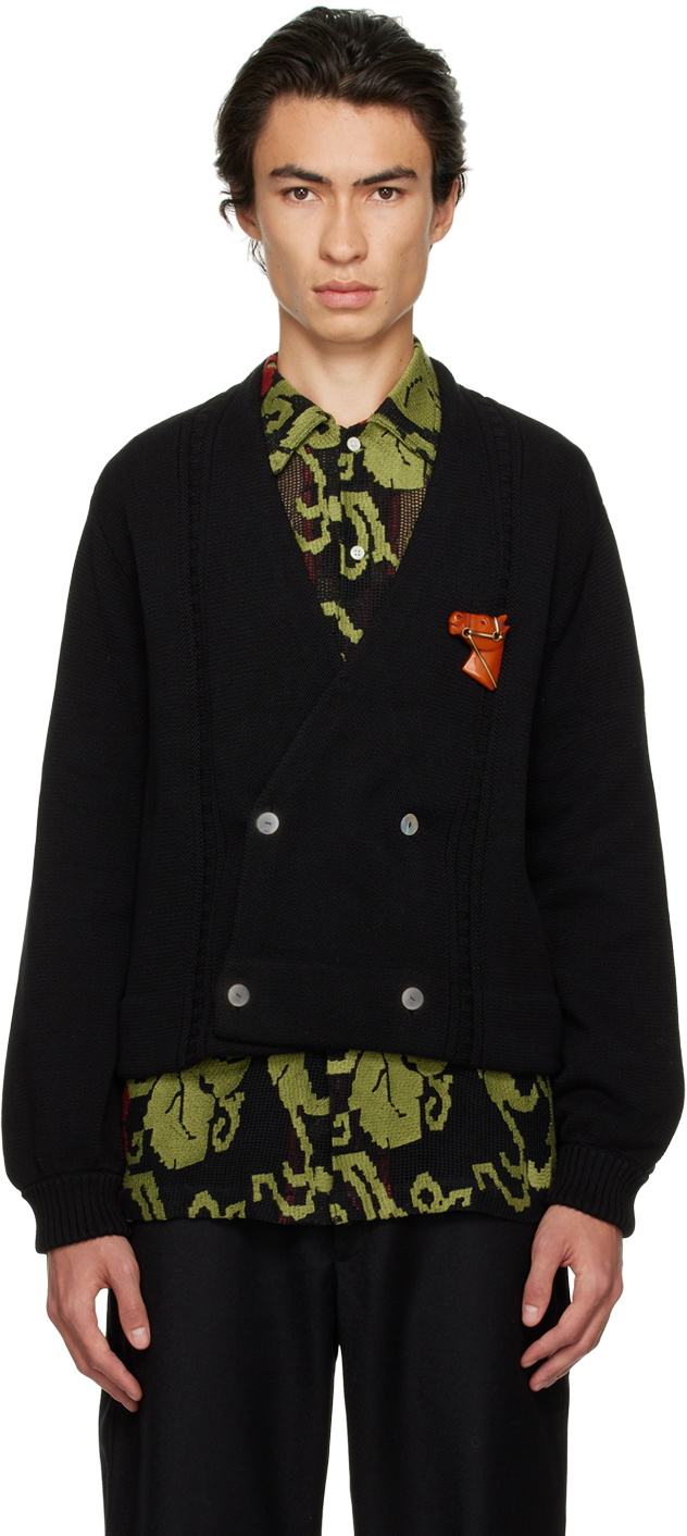 Bode Black Horse Pin Cardigan Bode