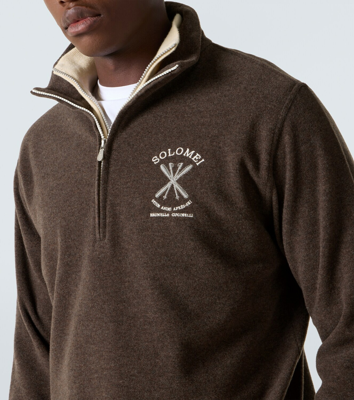 Brunello Cucinelli Cashmere and cotton-blend half-zip sweatshirt