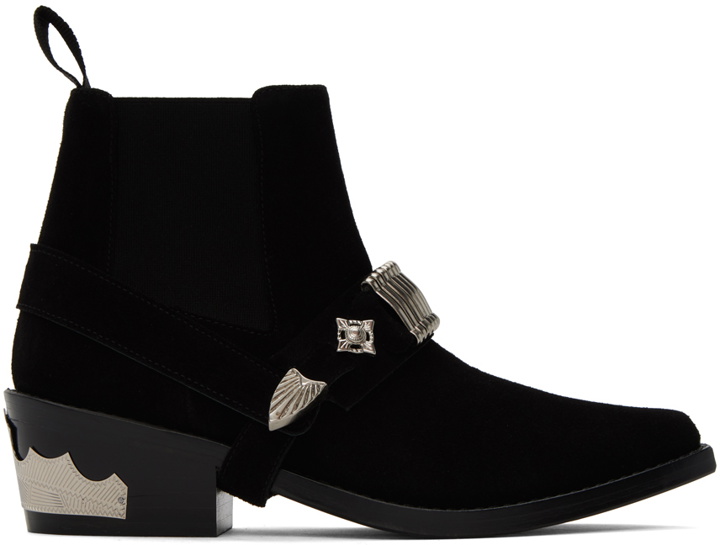 Photo: Toga Pulla Black Ankle Strap Chelsea Boots