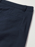 Folk - Tapered Cotton-Blend Seersucker Trousers - Blue