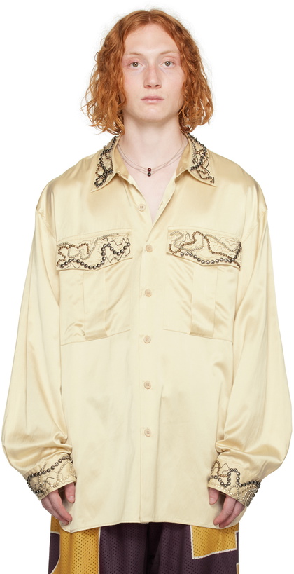 Photo: Dries Van Noten Beige Beaded Shirt