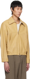 YOKE Tan Zip Leather Jacket