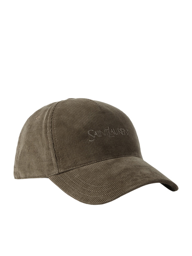 Photo: SAINT LAURENT - Logo-Embroidered Cotton-Corduroy Baseball Cap - Green