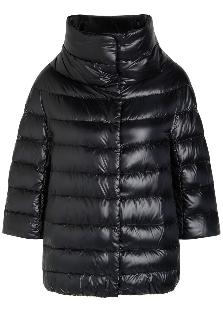 Herno Sequin-embellished Quilted Velvet Coat Black Herno