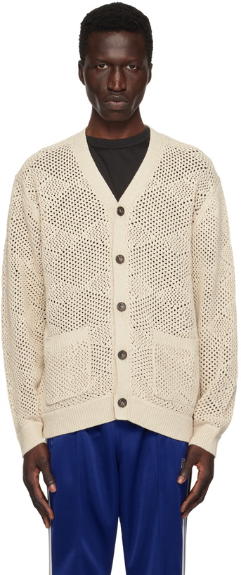 Photo: BEAMS PLUS Beige Open Knit Cardigan