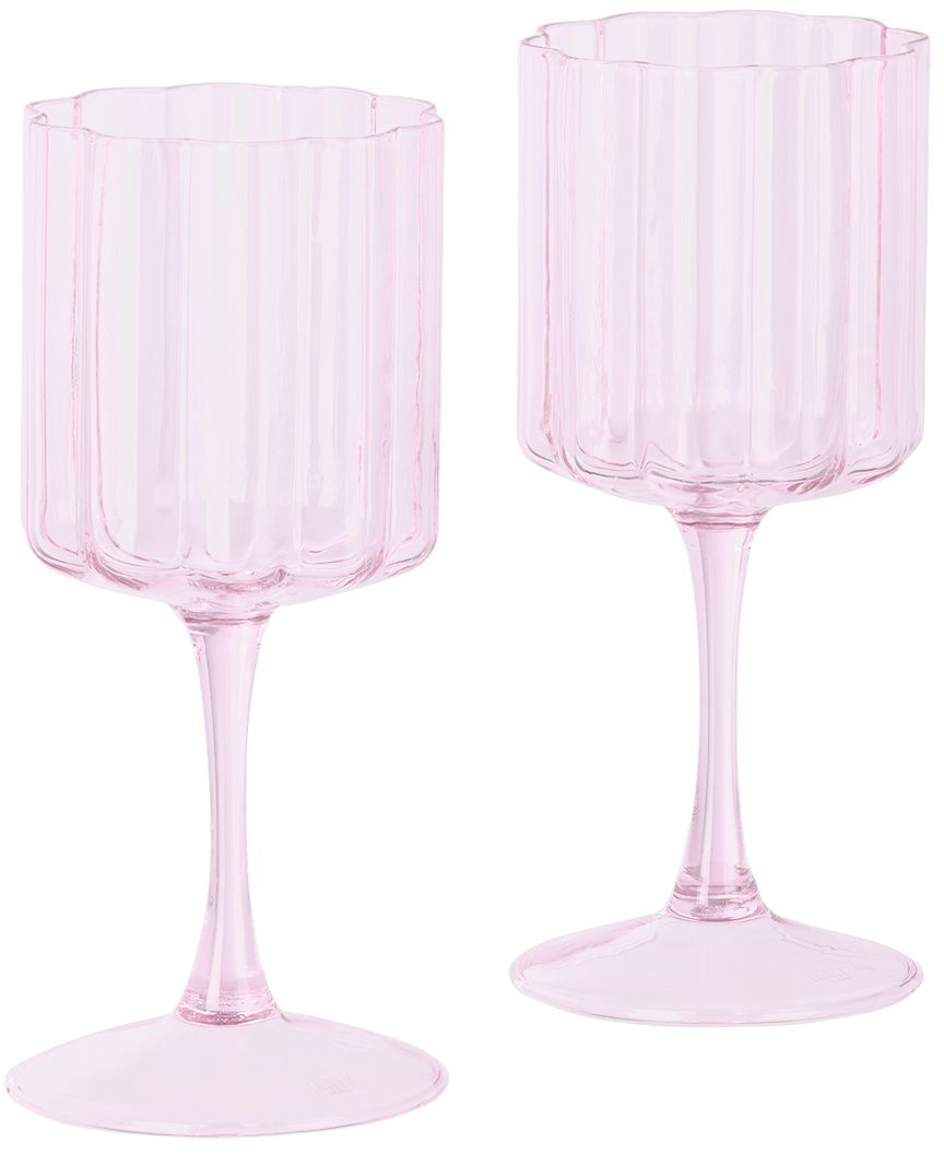 Fazeek Pink Wave Wine Glass Set