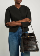 Toteme Belted Crocodile-effect Leather Bucket bag - Dark Brown - One Size