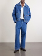BODE - Embroidered Merino Wool-Blend Denim Jacket - Blue