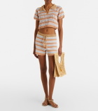 Anna Kosturova Crochet striped cotton polo shirt