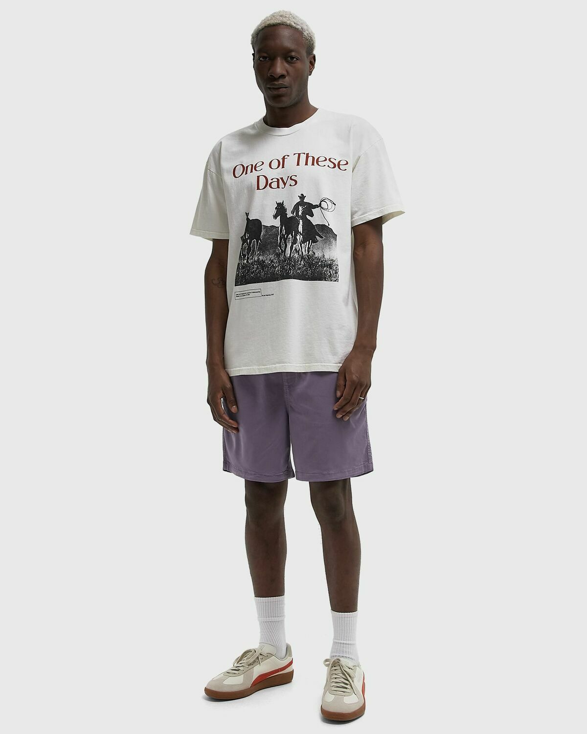 One of these Days ACROSS THE PLAINS TSHIRT White Mens Shortsleefe