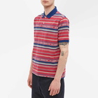 Beams Plus Men's Native Stripe Jacquard Polo Shirt in Pink