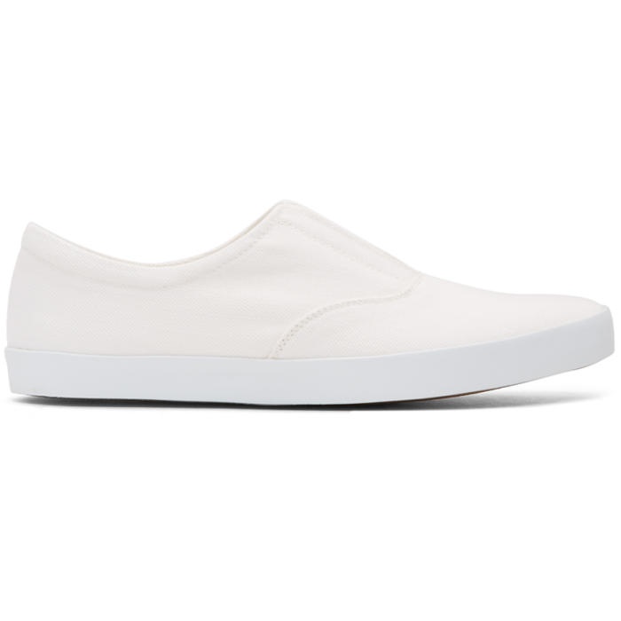 Photo: Lemaire Off-White Twill Slip-On Sneakers