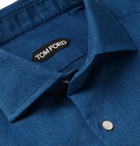 TOM FORD - Slim-Fit Cutaway-Collar Cotton Shirt - Men - Blue