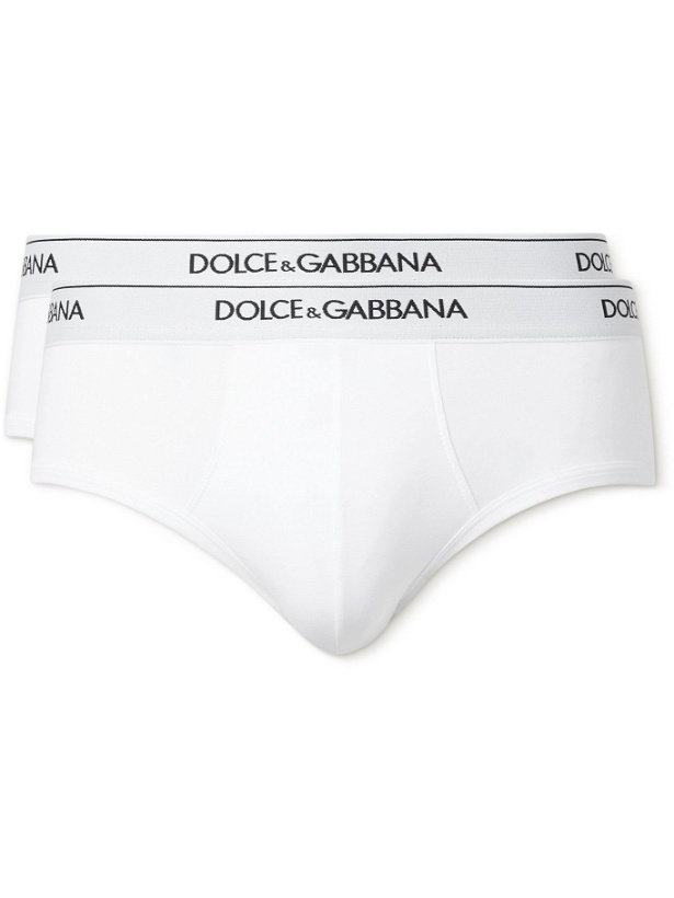 Photo: DOLCE & GABBANA - Two-Pack Stretch-Cotton Briefs - White - 3