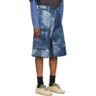 We11done Blue Trompe L'Oeil Cargo Shorts