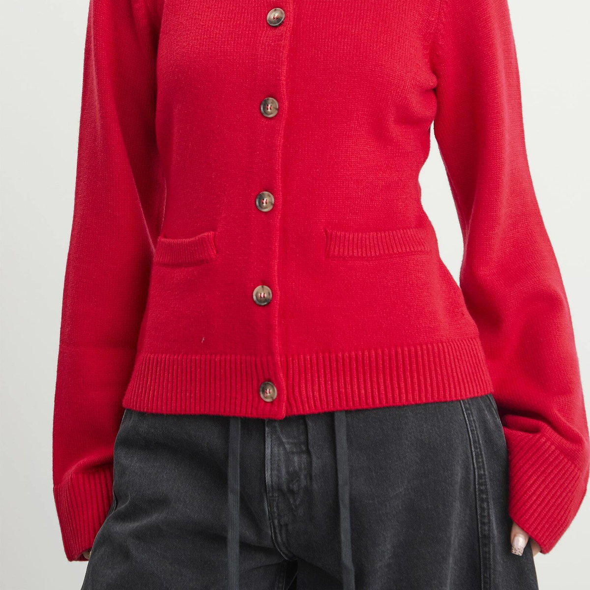 Good American Women's Button Front Knit Cardigan in Chili