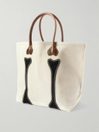 KAPITAL - Leather-Trimmed Appliquéd Canvas Tote Bag