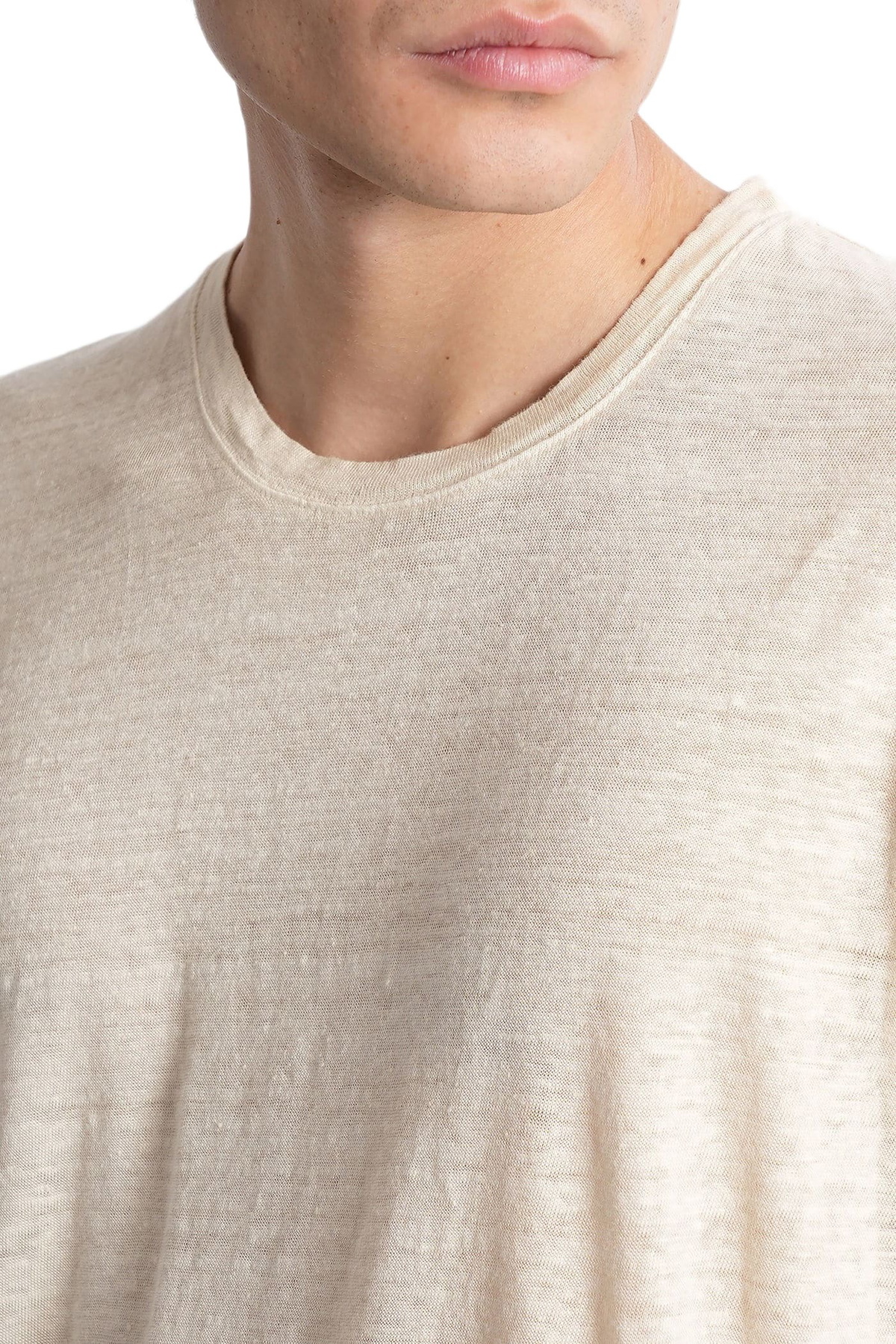 120% Lino T-shirt In Beige Linen