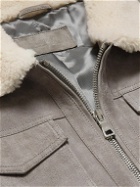Mr P. - Shearling-Trimmed Suede Trucker Jacket - Gray