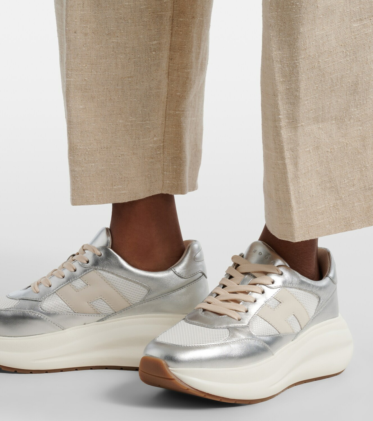 Hogan Maxi I Active leather-trimmed sneakers