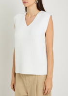 Vince V-neck Fine-knit Cotton-blend Vest White