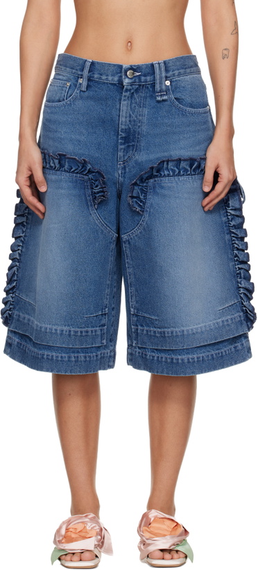 Photo: Simone Rocha Blue Ruffle Frill Denim Board Shorts