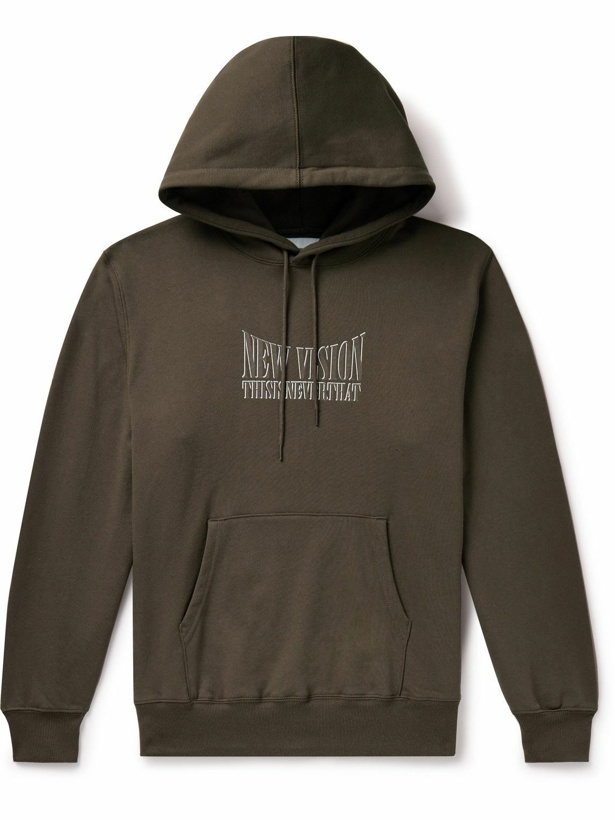 Photo: thisisneverthat - Logo-Print Cotton-Blend Jersey Hoodie - Brown