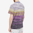 Missoni Men's Multi Stripe T-Shirt in Yellow/Violet/Dark Purple