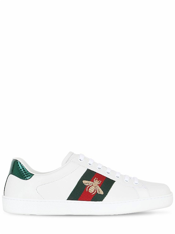 Photo: GUCCI - New Ace Bee Web Leather Sneakers
