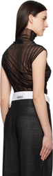Victoria Beckham Black Draped Sleeveless High Neck Tank Top