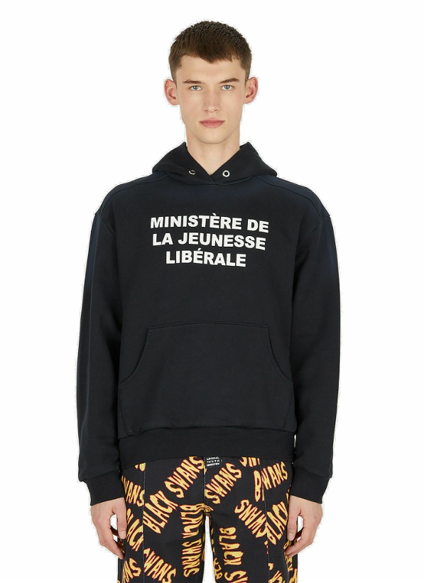 Photo: Liberal Youth Ministry - Logo Print Hooded Sweatshirt in Black