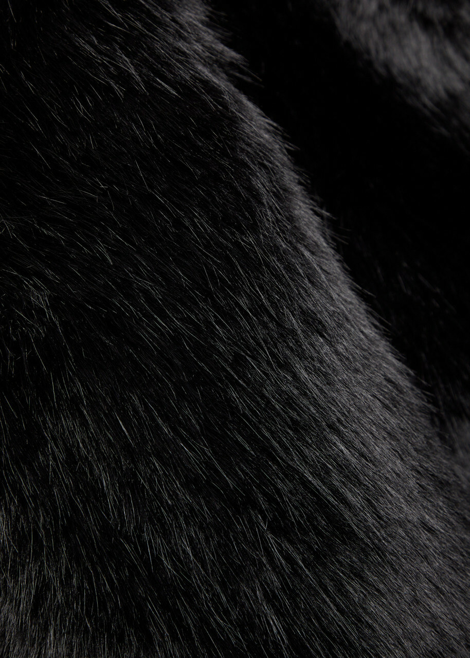 Free People Louder Please Hooded Faux fur Jacket Black