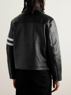 SECOND / LAYER - Padova Racer Striped Full-Grain Leather Jacket - Black