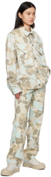 Objects IV Life Beige & Blue Camouflage Denim Jacket