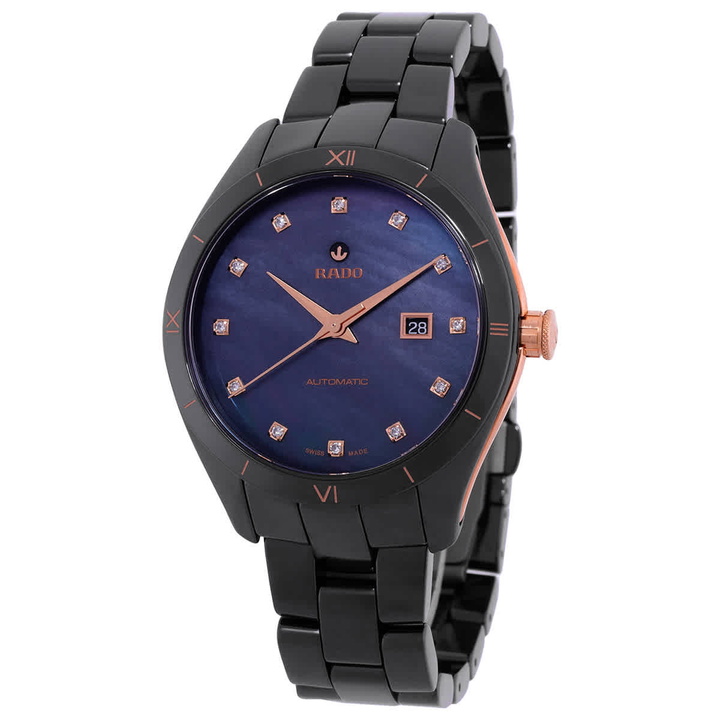 Photo: Rado HyperChrome Automatic Diamond Black Dial Ladies Watch R32044902