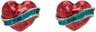 Jean Paul Gaultier Red & Blue Big Heart Earrings