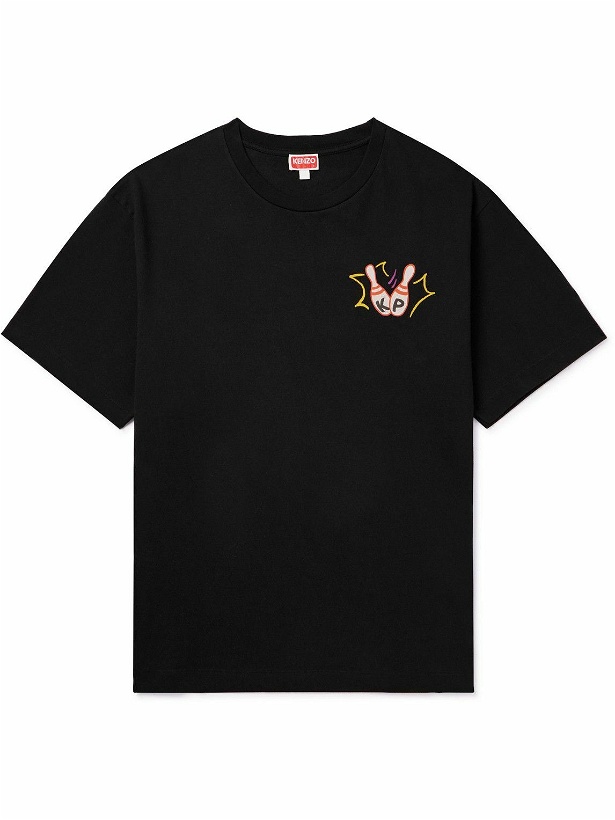 Photo: KENZO - Bowling Team Oversized Logo-Print Cotton-Jersey T-Shirt - Black