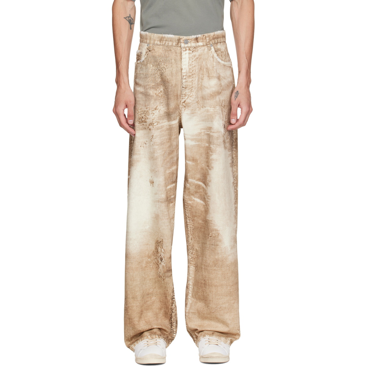 CAMPERLAB Beige Corduroy Print Denim Loose Jeans